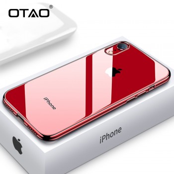 OTAO Ultra Thin Transparent Phone Case For iPhone XS MAX XR X 8 7 6 6s Plus Plating Soft TPU Silicone Full Cover Shockproof Caqa