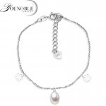 Simple beautiful 925 sterling silver anklet for women,girls gift genuine freshwater pearl bead feet anklet