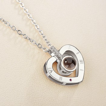 2018 New Rose Gold Silver 100 Language I love You Necklace Memory Projection Pendant Wedding Letter Necklace Drop Shipping