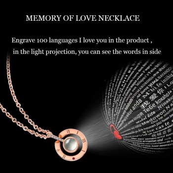 2018 New Rose Gold Silver 100 Language I love You Necklace Memory Projection Pendant Wedding Letter Necklace Drop Shipping