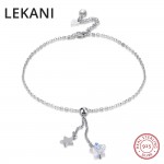 LEKANI Crystals From SWAROVSKI Real 925 Sterling Silver Stars Pendant Anklets For Women 2018 Handmade Sandal Beads Foot Jewelry