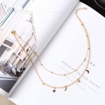 Wholesale Necklace Punk 2018 New Fashion Necklace Gold/silver Simple Double Moon Star Short Necklace Sale Acero Inoxidable Mujer
