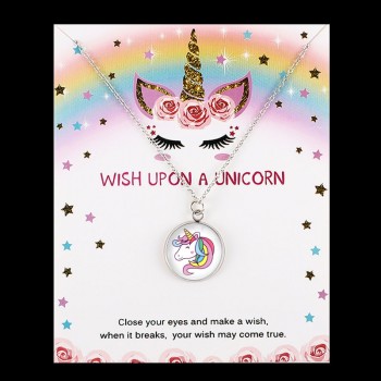Unicorn Horse Pendants Necklaces Bee Honeybee Flamingos Mermaid 18mm Glass Cabochon Women Men Girl Jewelry Party Birthday Gift