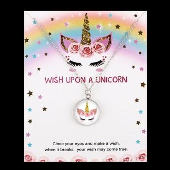 Unicorn Horse Pendants Necklaces Bee Honeybee Flamingos Mermaid 18mm Glass Cabochon Women Men Girl Jewelry Party Birthday Gift