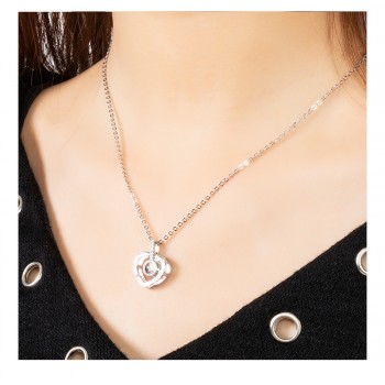 Heart Shape Letter Necklace Women Wedding Jewelry 100 languages I love you Projection Pendants Couple Necklaces Collier Femme