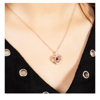 Heart Shape Letter Necklace Women Wedding Jewelry 100 languages I love you Projection Pendants Couple Necklaces Collier Femme