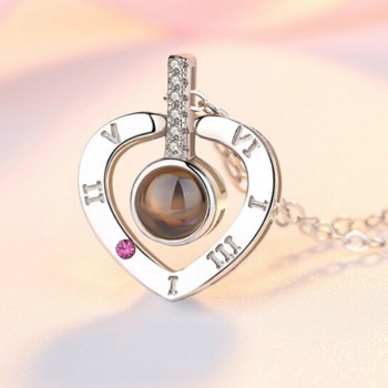 Heart Shape Letter Necklace Women Wedding Jewelry 100 languages I love you Projection Pendants Couple Necklaces Collier Femme