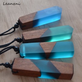 Leanzni Vintage menwoman s fashionable wood resin necklace pendant, woven rope chain, hot - selling jewelry gifts
