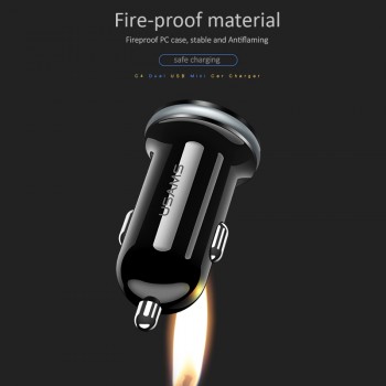 Upgraded Mini Car Charger,USAMS 2 Port USB Smart 3.1A 2.4A Max Fast Charging USB car phone charger Dual Car-Charger Universal