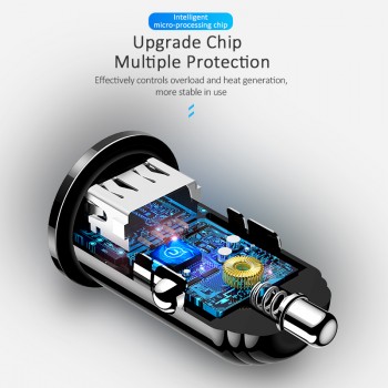 Upgraded Mini Car Charger,USAMS 2 Port USB Smart 3.1A 2.4A Max Fast Charging USB car phone charger Dual Car-Charger Universal