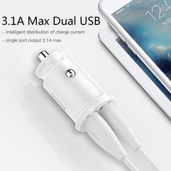 Baseus Dual USB Car Charger 3.1A Fast Car Charging Auto Charge Adapter For iPhone Samsung USB Car-Charger Mobile Phone Charger