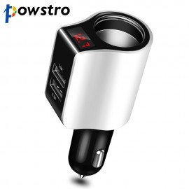 Powstro 2 USB Car Charger Digital Display Charging Lighter Slot for iPhone iPad Samsung Xiaomi Phone Adapter Car-charger