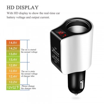 Powstro 2 USB Car Charger Digital Display Charging Lighter Slot for iPhone iPad Samsung Xiaomi Phone Adapter Car-charger