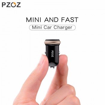 PZOZ Mini USB Car Charger Dual USB 3.1A Charging Mobile Phone Tablet GPS Universal Fast charging Car-Charger Adapter Accessories