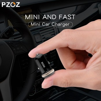 PZOZ Mini USB Car Charger Dual USB 3.1A Charging Mobile Phone Tablet GPS Universal Fast charging Car-Charger Adapter Accessories