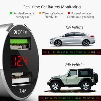 LED Display Quick Charge 3.0 Car Charger Mobile Phone QC3.0 Fast Dual USB Car-charger Auto Charger for Samsung Huawei FCP Xiaomi