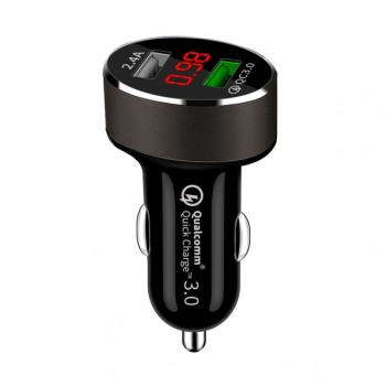 LED Display Quick Charge 3.0 Car Charger Mobile Phone QC3.0 Fast Dual USB Car-charger Auto Charger for Samsung Huawei FCP Xiaomi
