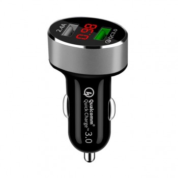 LED Display Quick Charge 3.0 Car Charger Mobile Phone QC3.0 Fast Dual USB Car-charger Auto Charger for Samsung Huawei FCP Xiaomi