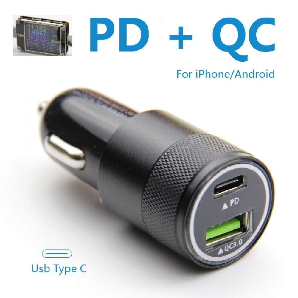 Usb Type C PD 3.0 Fast Charge Car Charger 2 Usb QC Mobile Quick Charger for iPhone iPad Apple Tablet Samsung Android LG Moto Mi