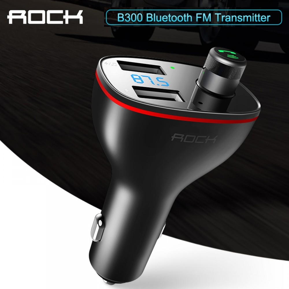 ROCK B300 Bluetooth FM Transmitter 4.2 USB Car Charger Digital Aluminium Alloy Fast quick Charging Monitoring For iPhone Samsung