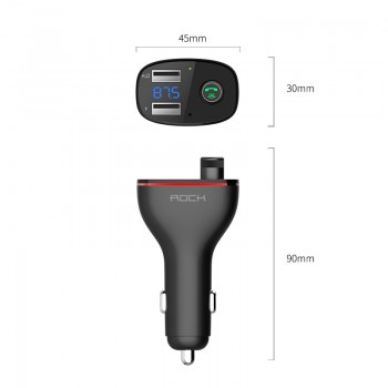 ROCK B300 Bluetooth FM Transmitter 4.2 USB Car Charger Digital Aluminium Alloy Fast quick Charging Monitoring For iPhone Samsung