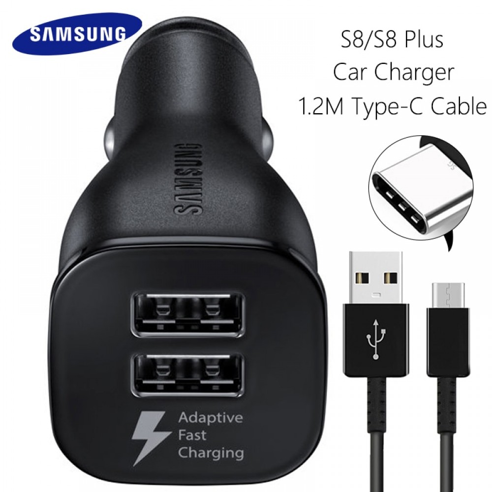 Samsung S8 S9 Plus Car Charger Fast Charger Original Adapter 9V1.67A amp; 5V2A Quick Charge 1.2M Type-C Cable USB Adaptive Charging