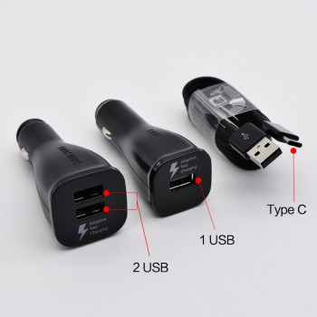 Samsung S8 S9 Plus Car Charger Fast Charger Original Adapter 9V1.67A amp; 5V2A Quick Charge 1.2M Type-C Cable USB Adaptive Charging