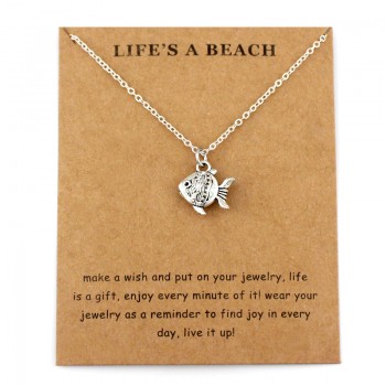 Starfish Conch Shell Ocean Waves Sea Turtle Fish Shark Pendants Necklaces Women Men Unisex Fashion Trendy Jewelry Beach Gift