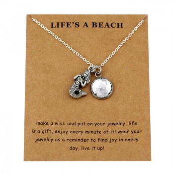 Starfish Conch Shell Ocean Waves Sea Turtle Fish Shark Pendants Necklaces Women Men Unisex Fashion Trendy Jewelry Beach Gift