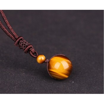 Natural Stone 16mm Black Obsidian Tiger Eye Stone Pendant Transfer Lucky Amulet Crystal Pendant Necklace