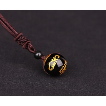 Natural Stone 16mm Black Obsidian Tiger Eye Stone Pendant Transfer Lucky Amulet Crystal Pendant Necklace