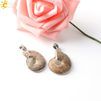 CSJA Natural Stone Ammonite Fossils Seashell Snail Pendants Ocean Reliquiae Conch Animal Necklaces Statement Men Jewellery E252