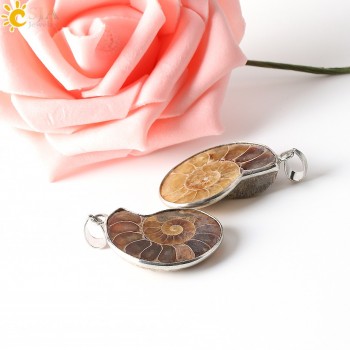 CSJA Natural Stone Ammonite Fossils Seashell Snail Pendants Ocean Reliquiae Conch Animal Necklaces Statement Men Jewellery E252