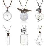 Make A Wish Glass Bead Orb Natural dandelion seed in glass long necklace Glass bottle necklace silver plated Necklace jewelry