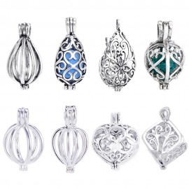 1pc Mixed Pearl Cage Locket Pendants Vintage Aromatherapy Mermaid Essential Oil Diffuser Necklace Locket For DIY Jewelry