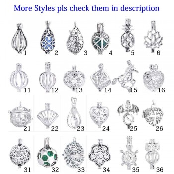 1pc Mixed Pearl Cage Locket Pendants Vintage Aromatherapy Mermaid Essential Oil Diffuser Necklace Locket For DIY Jewelry