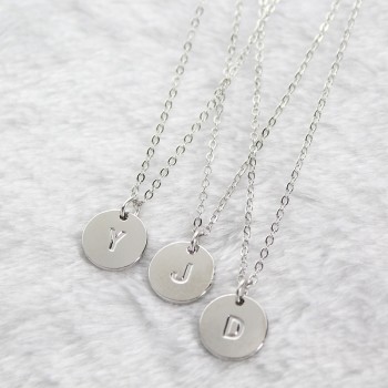 26 Letters Initial Necklace Silver Gold Rose Color Disc Necklace Alphabet Women Kolye Collier Friends Family Letter necklace2019