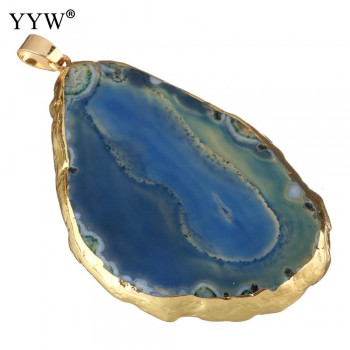 Natural Onyx Charms Pendants Multi Colorful Slice Irregular Natural Agat Crystal Stone Quartz Pendant DIY Fit Necklaces