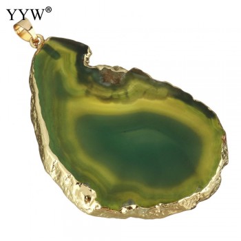 Natural Onyx Charms Pendants Multi Colorful Slice Irregular Natural Agat Crystal Stone Quartz Pendant DIY Fit Necklaces