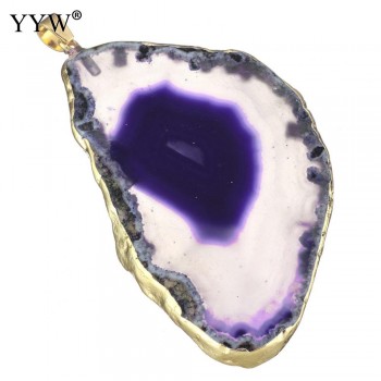 Natural Onyx Charms Pendants Multi Colorful Slice Irregular Natural Agat Crystal Stone Quartz Pendant DIY Fit Necklaces