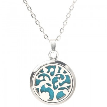 Tree of Life Stainless Steel Aroma Box Pendant Necklace Magnetic Aromatherapy Essential Oil Diffuser Box Locket Pendant Jewelry