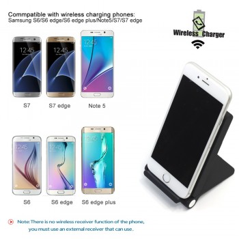 AIXXCO Qi Wireless Charger 3 Coils Folding Charging Stand For Samsung Galaxy S6 edge plus/Note5/S7/S7 edge/S8