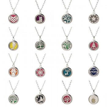 Tree of Life Aroma Diffuser Necklace Stainless steel magnet 18 styles Pendant Perfume Essential Oil Aromatherapy Locket Necklace