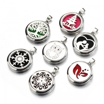 Tree of Life Aroma Diffuser Necklace Stainless steel magnet 18 styles Pendant Perfume Essential Oil Aromatherapy Locket Necklace