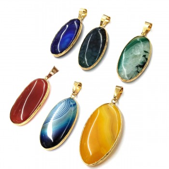Natural Stone Agates Pendant Charms Pendants for Jewelry Making DIY Necklace Size 22x45 mm