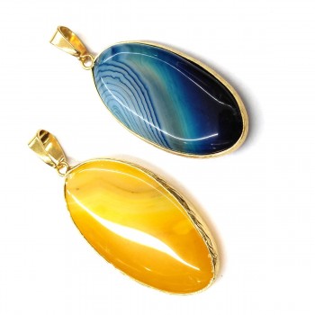 Natural Stone Agates Pendant Charms Pendants for Jewelry Making DIY Necklace Size 22x45 mm