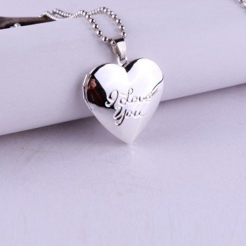 Stainless steel glossy hearts pocket watches necklace put photos open and close fashion Pendant love Necklace for women Jewelry