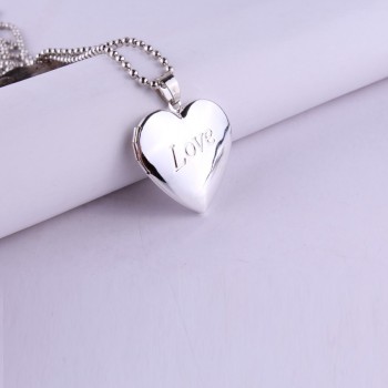 Stainless steel glossy hearts pocket watches necklace put photos open and close fashion Pendant love Necklace for women Jewelry