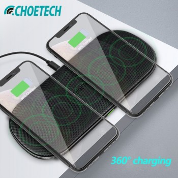 CHOETECH Wireless Charger Dual Pad Fast QI Wireless Charging For iPhone Xs Max Xr X 8 10W Phone Dock For Samsung S9 S8 S7 Edge