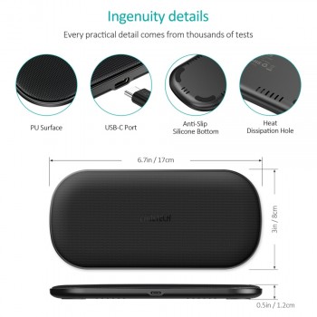 CHOETECH Wireless Charger Dual Pad Fast QI Wireless Charging For iPhone Xs Max Xr X 8 10W Phone Dock For Samsung S9 S8 S7 Edge